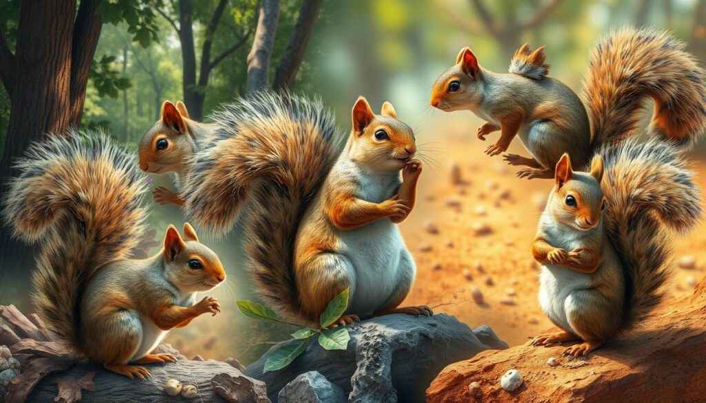 Adaptação animal dos esquilos em diferentes habitats