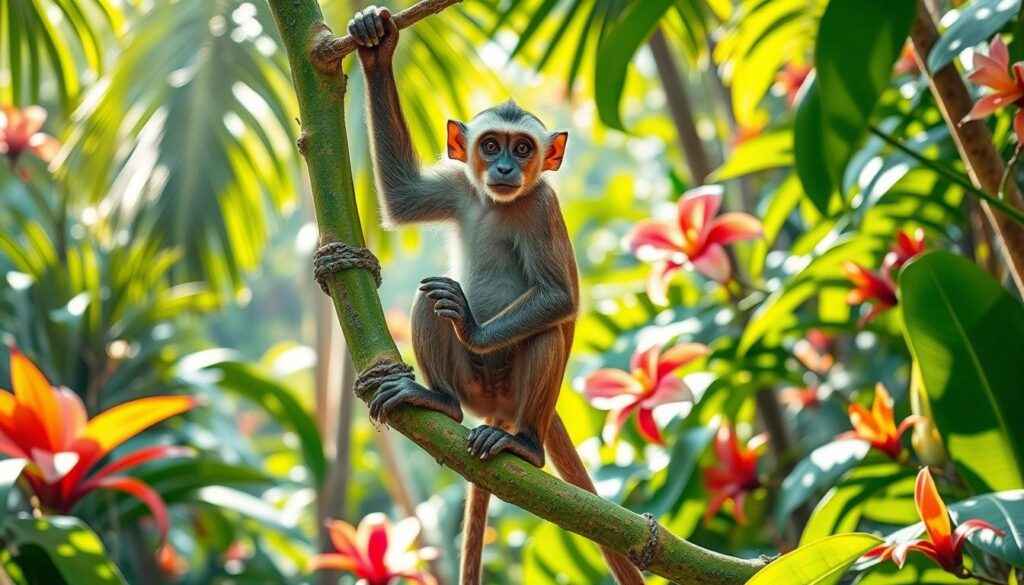 Macaco da bunda raspada em seu habitat natural
