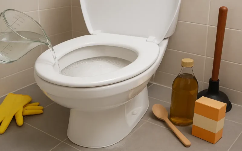 Como desentupir vaso sanitário com vinagre e bicarbonato
